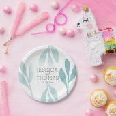 Aquamarine Foliage-Hochzeitsfeier Pappteller (Party)