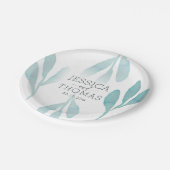 Aquamarine Foliage-Hochzeitsfeier Pappteller (Schrägansicht)