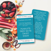 Aquamarine Food Allergy Alert Personalisiert Koch Visitenkarte