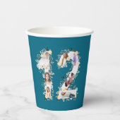 Aquamarine FotoCollage 12. Geburtstag Gelbe Blume Pappbecher (Vorderseite)