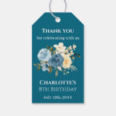 Aquamarine FotoCollage 8. Geburtstag Blaue gelbe B Geschenkanhänger (Rückseite)