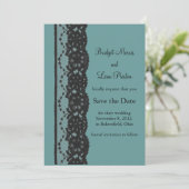 Aquamarine französische Führung Save the Date (Stehend Vorderseite)