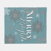 Aquamarine fröhliche und helle Schneeflocken Weihn Fleecedecke (Vorderseite (Horizontal))