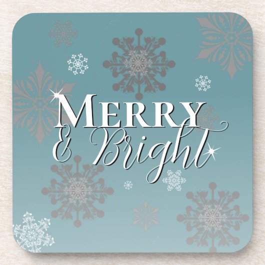 Aquamarine fröhliche und helle Schneeflocken Weihn Getränkeuntersetzer (Vorderseite)