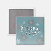 Aquamarine fröhliche und helle Schneeflocken Weihn Magnet (Vorderseite/Rückseite)