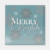 Aquamarine fröhliche und helle Schneeflocken Weihn Magnet (Vorne)