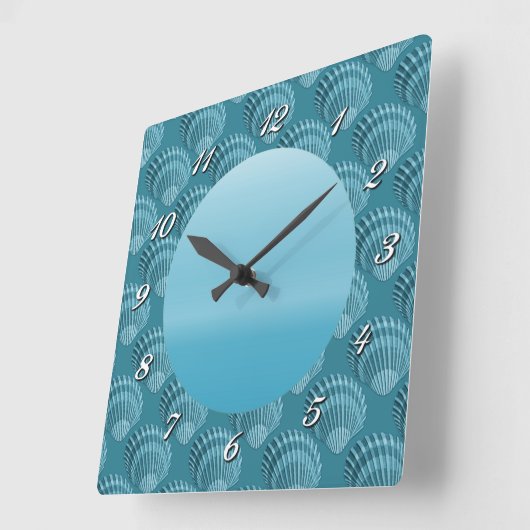 Aquamarine Funkelsäulenhalle Quadratische Wanduhr (Winkel)