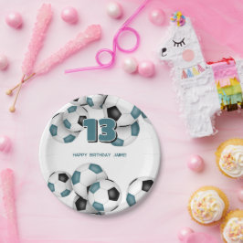 aquamarine Fußballbälle Kindersport Geburtstagspar Pappteller