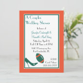 Aquamarine Fußballpaare Polterabend Einladung (Stehend Vorderseite)