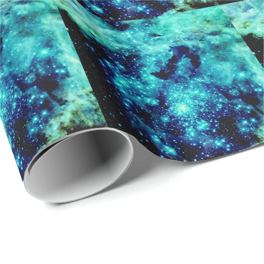 Aquamarine Galaxie Geschenkpapier (Rolleneckpunkt)