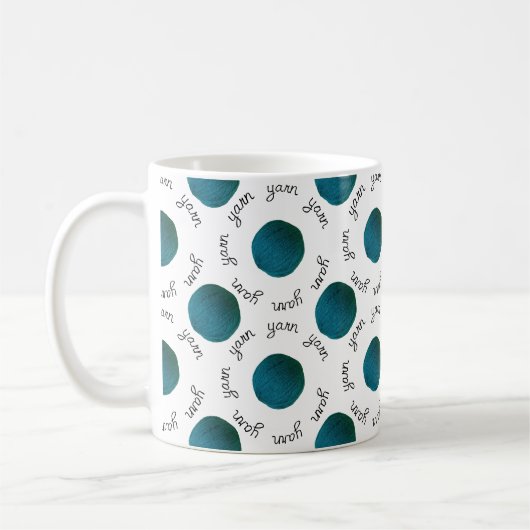 Aquamarine Garnballen Typografie Handgemachte Hand Kaffeetasse (Links)