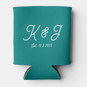 Aquamarine Gastgeschenk Hochzeit Mit Monogramm Küh Dosenkühler