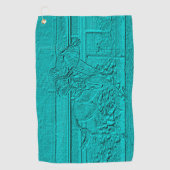 Aquamarine geätzte Blick-PferdelaufenSilhouette Golfhandtuch (Vorderseite)