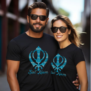 Aquamarine Gefärbte Krawatte Khanda Sikh Sikhism S T-Shirt