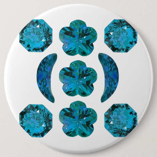 Aquamarine Gemstone Art Sky Blue Button (Vorderseite)