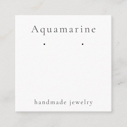 Aquamarine Gemstone Earring Juwelier Display Card Begleitkarte (Vorderseite)