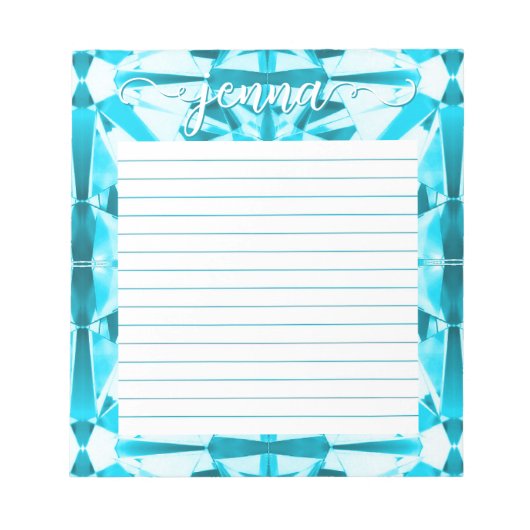 Aquamarine Gemstone Lined Personalisiert Notizblock (Vorderseite)
