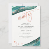 Aquamarine Geode und Imitate Rose Gold Look | 90.  Einladung (Vorderseite)