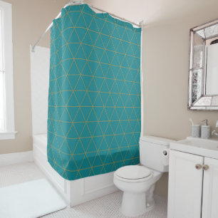 Aquamarine geometrische Dreiecke Boho Glam Minimal Duschvorhang