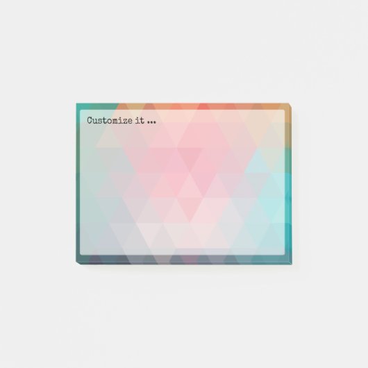 Aquamarine Geometrische Dreiecke Post-it Klebezettel (Vorderseite)