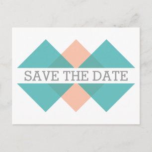 Aquamarine geometrische Triade Save the Date Postk Ankündigungspostkarte