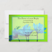 Aquamarine Gerber Daisies auf Lime Green Wedding R RSVP Karte (Rückseite)