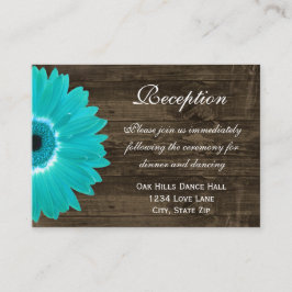 Aquamarine Gerber Daisy Wedding Reception Directio Begleitkarte