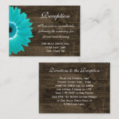 Aquamarine Gerber Daisy Wedding Reception Directio Begleitkarte (Vorne/Hinten)