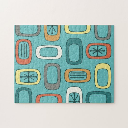 Aquamarine, gerundete Rechtecke des MCM Mitteljahr Puzzle (Horizontal)