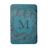 Aquamarine geschliffene Imitate Leder Western Blum Badematte (Vorderseite Vertikal)