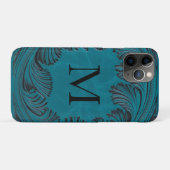 Aquamarine geschliffene Imitate Leder Western Blum Case-Mate iPhone Hülle (Rückseite (Horizontal))