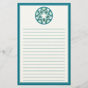 Aquamarine gezeichnetes Blumenfliesen-Briefpapier Briefpapier