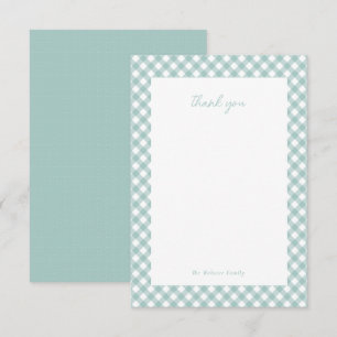 Aquamarine Gingham niedliche personalisierte Babyd Dankeskarte