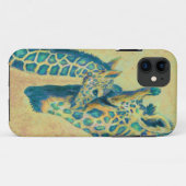 aquamarine Giraffen iPhone Case (Rückseite (Horizontal))