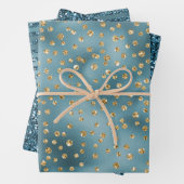 Aquamarine Glam Glitzer Sparkle Dots Geschenkpapier Set (Beispiel)