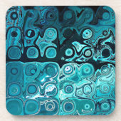 Aquamarine Glasblöcke Getränkeuntersetzer (Vorderseite)