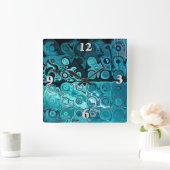 Aquamarine Glasblöcke Quadratische Wanduhr (Zuhause)