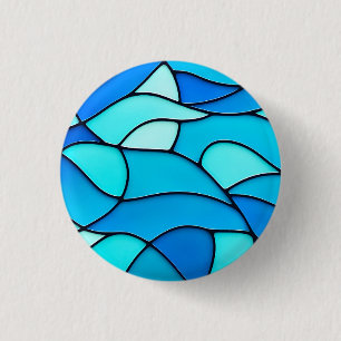 Aquamarine Glaswellen Button