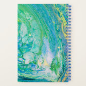 Aquamarine-Glitzer Acrylic Fluid-Art-Notebook Notizblock (Rückseite)