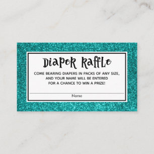 Aquamarine Glitzer Babydusche Windeln Raffelkarten Begleitkarte