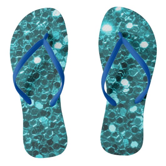 Aquamarine Glitzer-Flip-Flops Badesandalen (Fußbett)