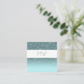 Aquamarine Glitzer-Geschäfts-Karte Quadratische Visitenkarte (Stehend Vorderseite)
