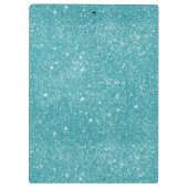 Aquamarine Glitzer-Glitzern Klemmbrett (Rückseite)