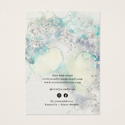 Aquamarine Glitzer-Halskette (Rückseite)