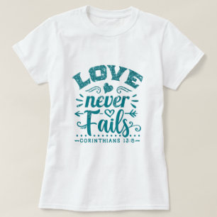 Aquamarine Glitzer-Liebe Versage nie T - Shirt