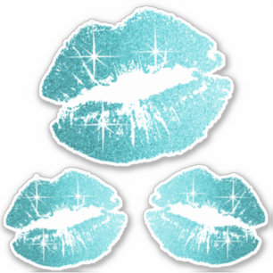 Aquamarine Glitzer Lips - Kiss-Cut Aufkleber