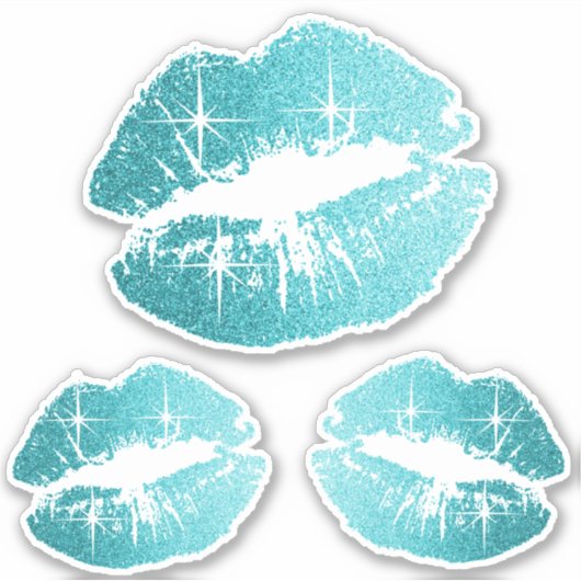 Aquamarine Glitzer Lips - Kiss Cut Aufkleber (Vorderseite)