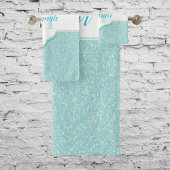 Aquamarine Glitzer Monogram Badehandtücher Badhandtuch Set
