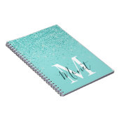 Aquamarine Glitzer Monogram Name Self Care Journal Notizblock (Rechte Seite)