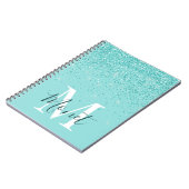 Aquamarine Glitzer Monogram Name Self Care Journal Notizblock (Linke Seite)
